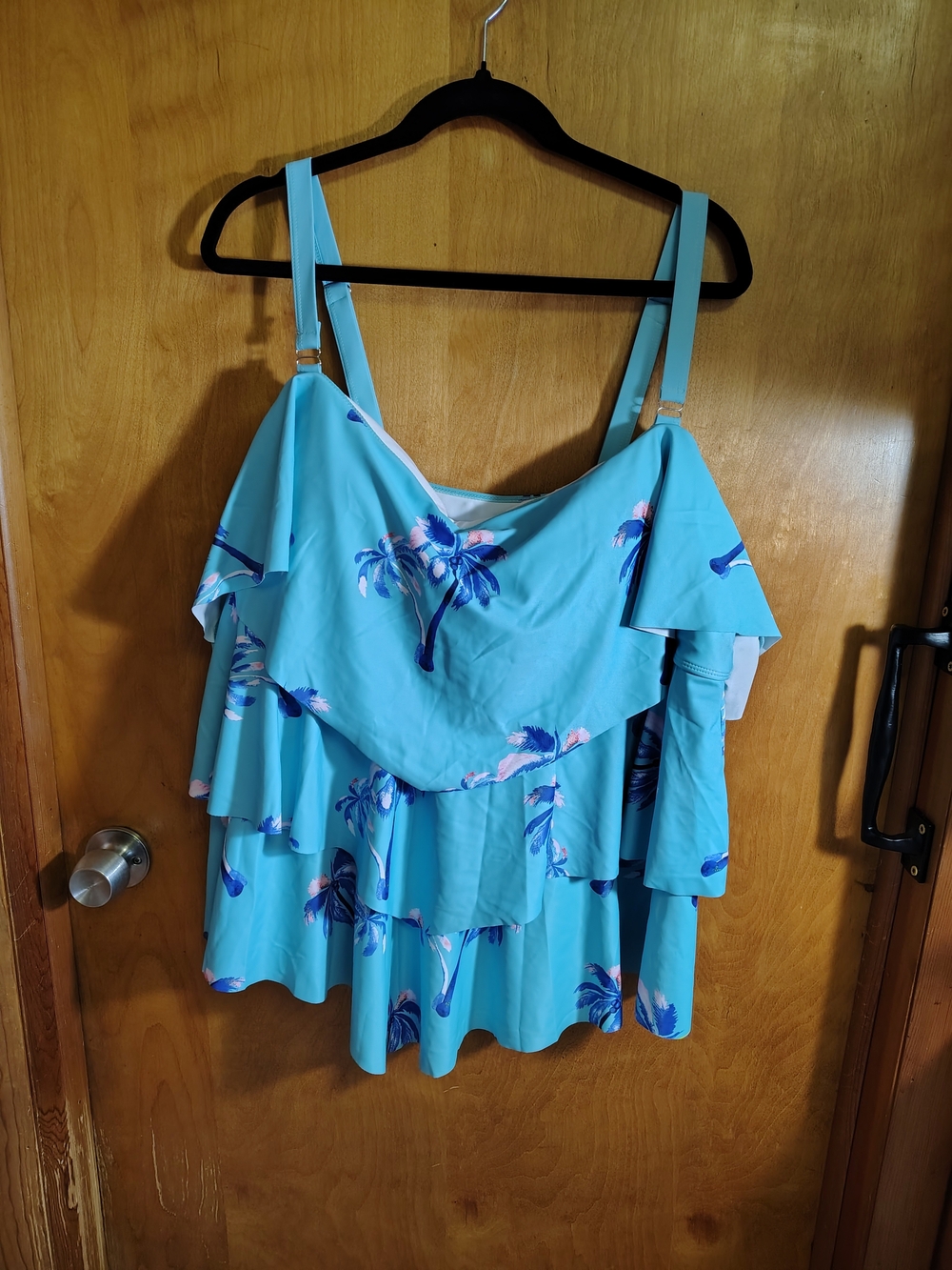 Aqua Floral Ruffle Swim Tank Top - Women's